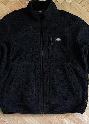 Чорна зіп-фліска куртка шерпа dickies м ідеальний стан
