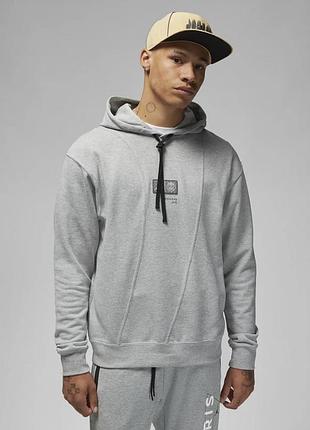 Худі чоловіче air jordan fleece hoodie x psg grey dm3096-063