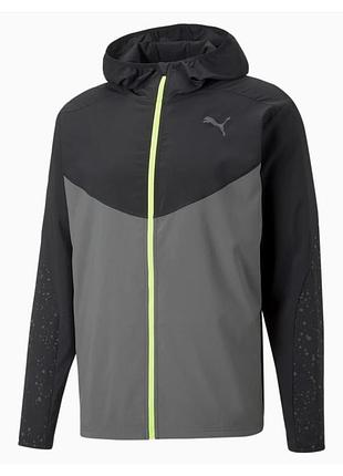 Куртка чоловіча puma reflective printed woven running jacket grey/black 522409-15