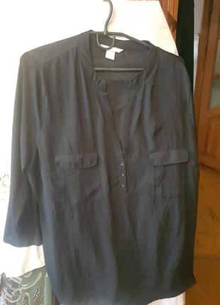Рубашка женская чёрная с 3/4 рукавом h&m в идеальном сострянии xl/xxl 70см длина, 68см пог, очень красивая и практичная