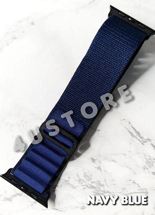 Ремешок apline loop на apple watch нейлоновый спортивный синий navy blue с черным креплением