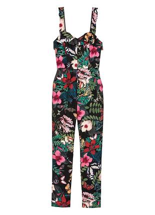 Корсетний комбінезон h&m з квітковим принтом та рюшами, xs