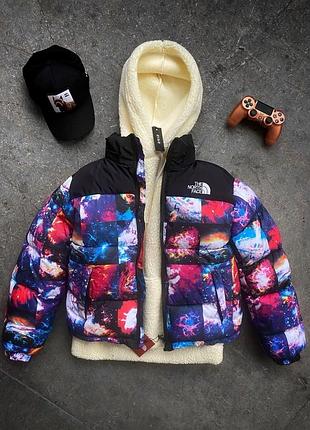 Чоловіча зимова куртка пуховик синя тнф/the north face/tnf преміум'якість хіт сізона
