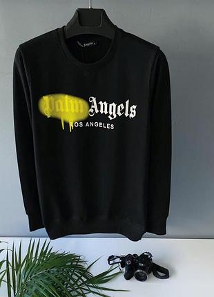 Чоловічий чорний світшот з написом palm angels чоловіча модна кофта чудової якості xxl