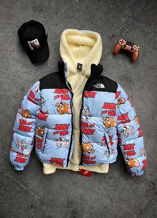Мужская зимняя куртка пуховик том и джери тнф/the north face/tnf премиум качество хит сизона l