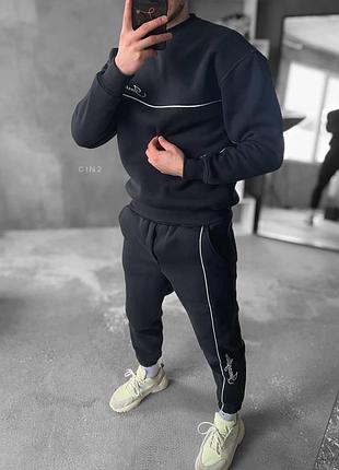 Чоловічий зимовий графітовий костюм світшот та штани модний теплий чоловічий костюм m