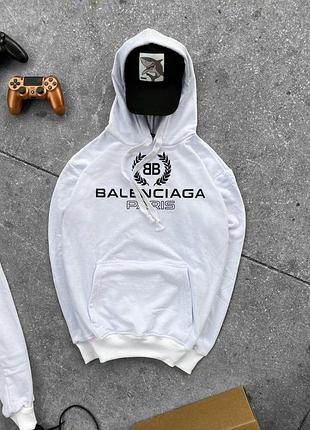 Чоловіча кофта худі біле balenciaga тепла толстовка балансіяга з капюшоном на зиму для хлопця xl
