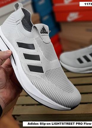 Мокасини чоловічі adidas slip-on lightstreet pro flow світло сірі текстиль адідас сліпон лайтстріт про флоу весна/літо/осінь