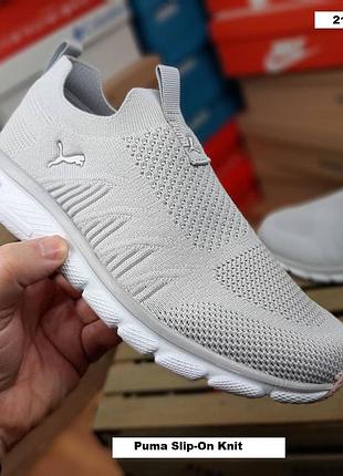Мокасини жіночі puma slip-on knit сірі з рожевим літом текстиль puma сліп-він кніт на літо 40 (26 см)