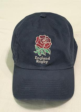 England rugby core cap , cotton  - регульована синя кепка , бейсболка зб. англії з вишитою трояндою - р. -56 -60 см
