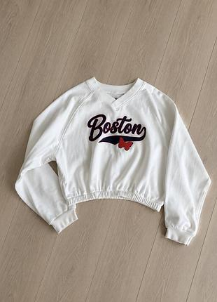 Біла кофтинка boston жіноча (підліткова 14-16 років, розмір с-м) вкорочена з резинкою