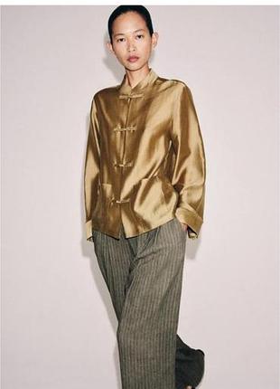 Сатинова жіноча сорочка в азіатському стилі zara