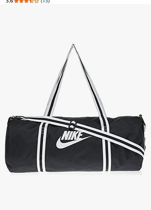Спортивна сумка бочонок nike heritage duffel bag (артикул моделі: ba6147-010) у класичному чорно-білому виконанні.