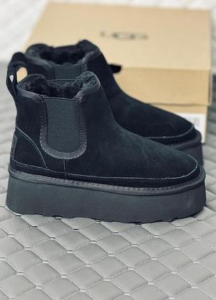Chelsea ugg замш челси черные угги на платформе женские ugg челси зима 41