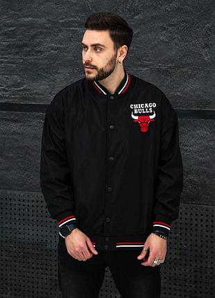 Чоловічий чорний бомбер chicago bulls, куртка бомбер осіння для хлопця, бомбер чікаго булс m