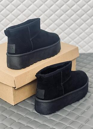 Ультра мини угги на платформе женские ugg ultra mini зима черные 40