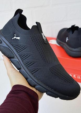 Чоловічі мокасини puma темно-сірі текстиль пума кросівки на весну, літо, осінь стильні кросівки без шнурків 44 (28 см)