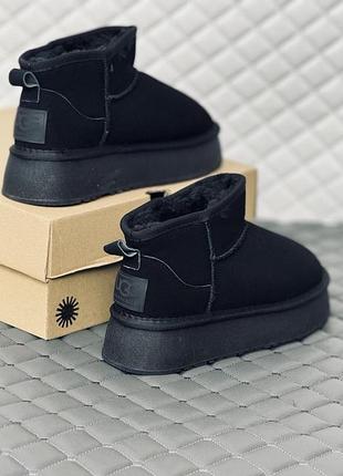 Замшеві ультра міні уги жіночі ugg ultra mini замш зима чорні