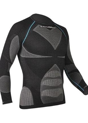 Чорно-сіра термокофта sandiline baselayer shirt matrix має ергономічний дизайн із синіми акцентами.