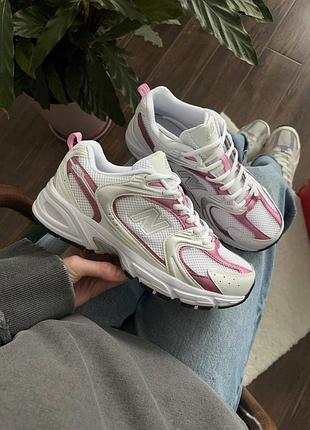Жіночі білі кросівки new balance 530 white pink х нью беланс 39