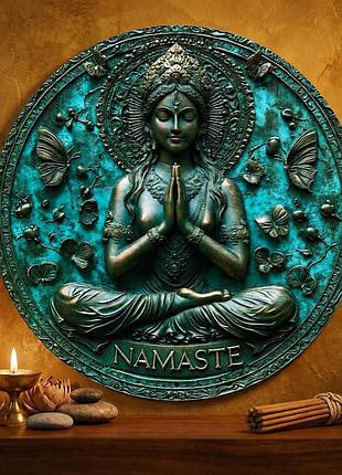 Металлическая винтажная табличка «namaste / намасте», декор для медитации и интерьера, 20х20 см