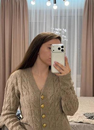 Кардиган короткий бежевый h&amp;m, размер s