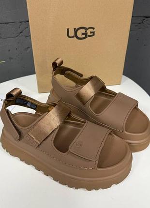 Коричневые сандалии босоножки ugg на платформе
