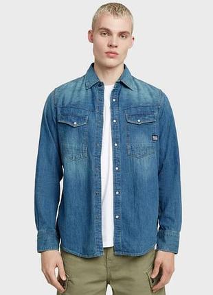 Мужская джинсовая брендовая рубашка g-star raw, l размер.