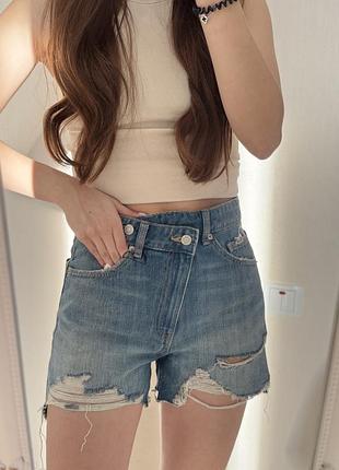 Шорти zara/ шорти зара/ джинсові шорти zara/ з асиметричною защіпкою