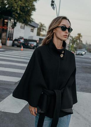 Короткое шерстяное черное пальто - zara xs/s