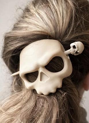 Заколка для волосся череп zkull skull hair pin / готична шпилька з черепом / незвичний аксесуар для пучка