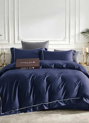 Комплект постільної білизни lovely svi сатин люкс 300тс (135г/м2) євро navy blue (260326)