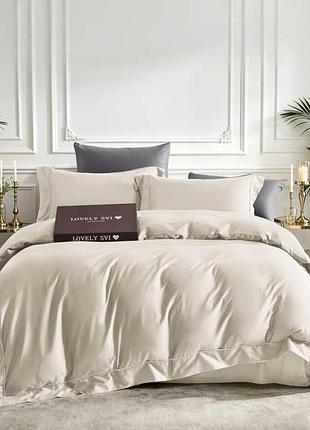 Комплект постільної білизни lovely svi сатин люкс 300тс (135г/м2) євро  beige (200326)