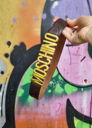 Ремень moschino, кожаный пасок moschino, брендовый ремень, винтажный ремень, ремень винтаж