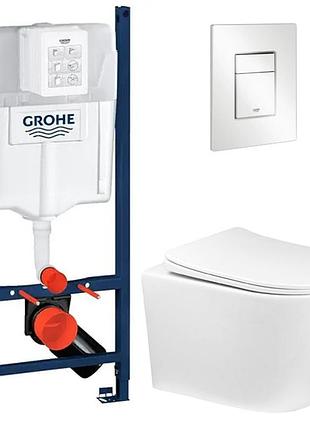 Комплект унитаз с крышкой insana wiston trn hl + инсталляция grohe rapid sl 4в1 (3884000g/38732000)