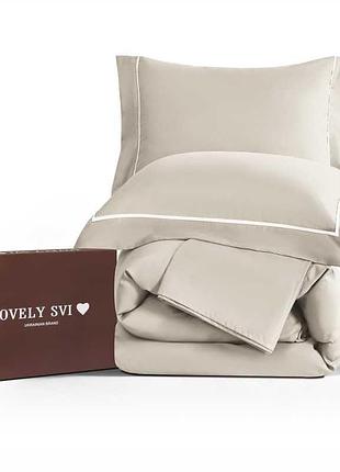 Комплект постільної білизни lovely svi сатин люкс 300тс (135г/м2) полуторний  beige (190326)
