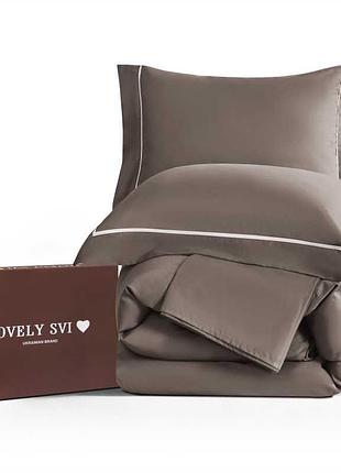 Комплект постільної білизни lovely svi сатин люкс 300тс (135г/м2) полуторний  brown (230326)