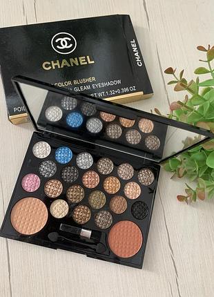 Палетка chanel тіні 20 кольорів + румяна 2 кольори) палетка 01