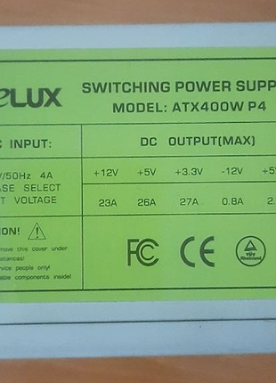 Блок питания delux atx-400w p4 400w No14 тест ок