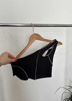 Топ на одне плече prettylittlething чорний | асиметричний | xs (eu 34)