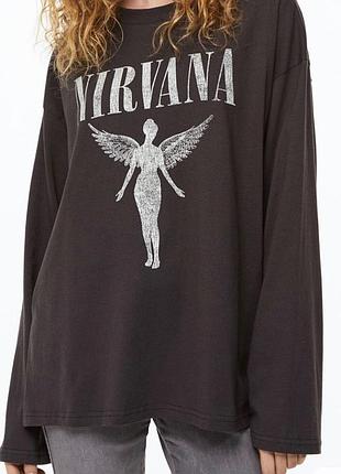 Кофта лонгслив женский оверсайз nirvana h&amp;m