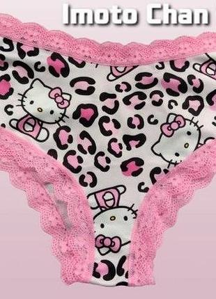 Труси жіночі білі рожеві японські hello kitty з бантиками