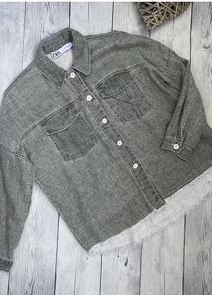 Трендовый женский пиджак 100% лён плотный от zara xs/s (34/36)