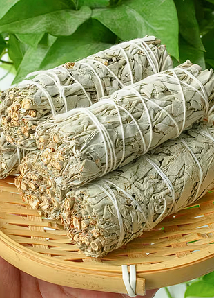 🌿 скрутка белый шалфей 10 см ✨ white sage, очищение пространства, аура, чакры, фен-шуй, медитация, ритуалы, магия 🔮