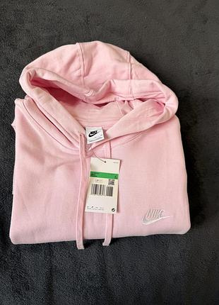 Кофта худі світшот рожева біла чоловіча жіноча оверсайз найк nike оригінал