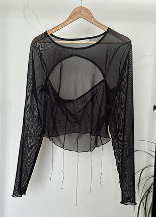 Прозора сітчаста блуза asos design чорна xl 44