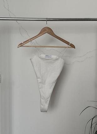 🤍 боді bershka біле в рубчик | висока посадка | xs
