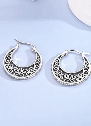 Сережки жіночі срібні s925 кільця мереживні нові