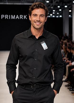 Чоловіча сорочка primark, чорна, розмір s, бавовна та поліестер