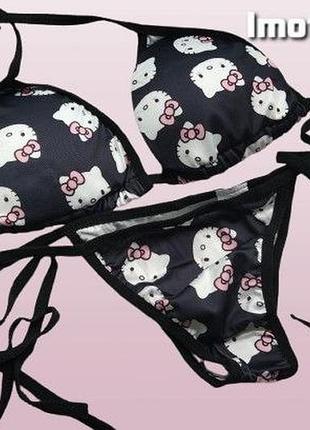 Купальник жіночий чорний hello kitty
